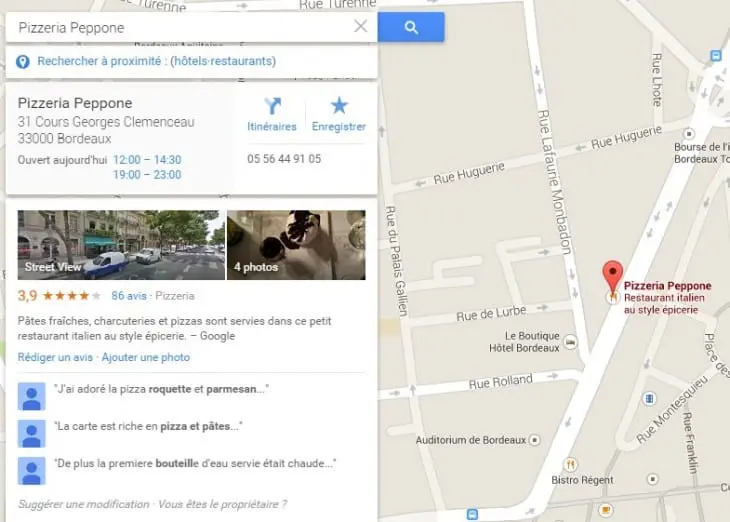 Pizzeria map - Formation reseaux sociaux