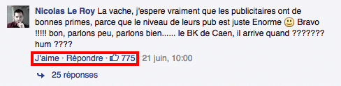 Commentaires positifs Burger King