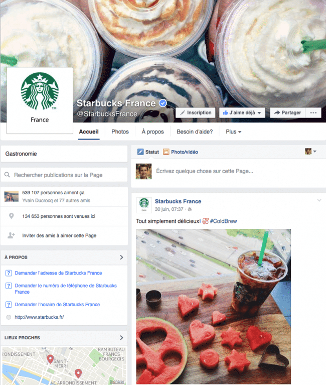 Format actuel page Facebook