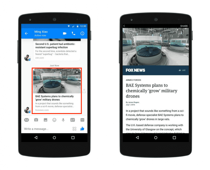 Instant Articles dans Messenger