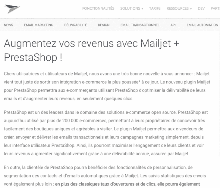 Mailjet Prestashop
