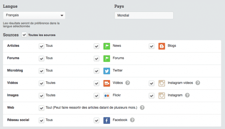 Langues et sources Alerti