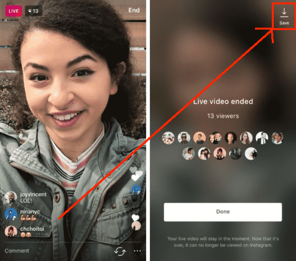 Sauvegarder Live Video Instagram