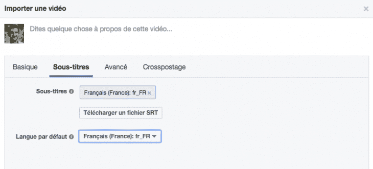 Sous titres langues Facebook