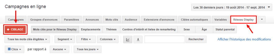 ajouter un ciblage