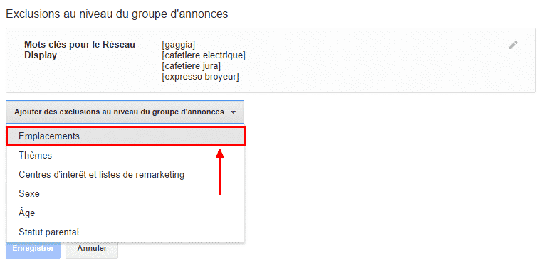 exclusion emplacement