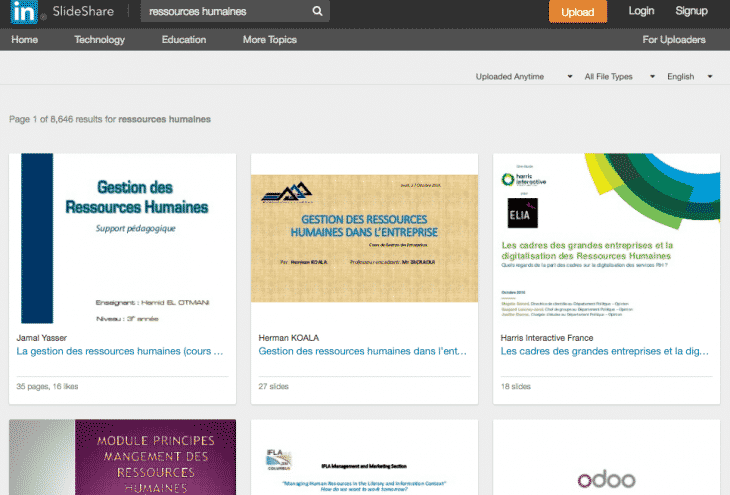Recherches sur SlideShare