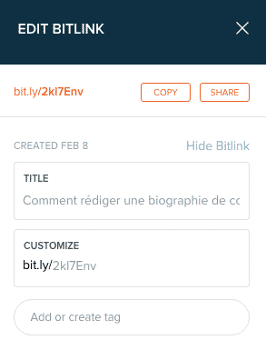 Edition Lien Bitly