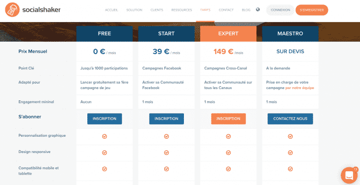 Offres SocialShaker