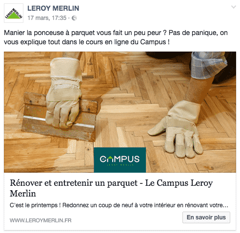 Publication Leroy Merlin Facebook