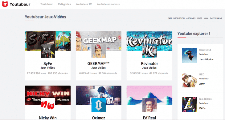 Annuaire Youtubeur Jeux Videos