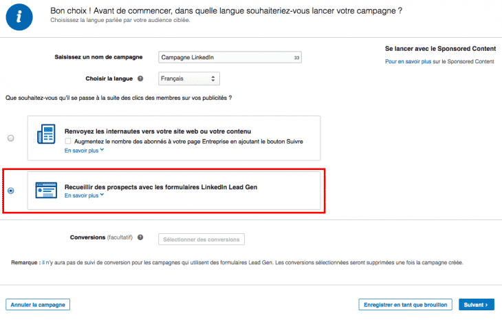 Campagnes Publicitaires LinkedIn Lead Gen Forms