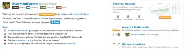 Connexion Dashboard Twitonomy