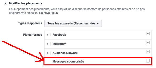 Messages Sponsorises Messenger