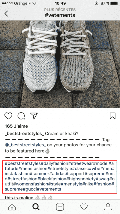 Trop de Hashtags Instagram