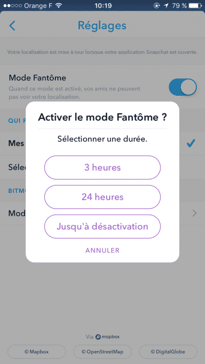 Desactivation Localisation Snapchat Temporaire