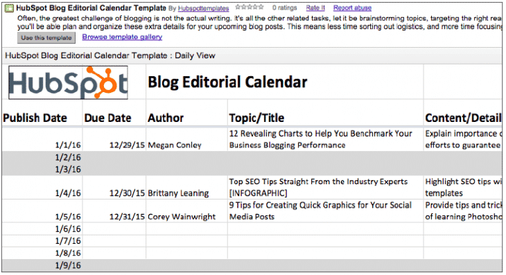 5 Outils Gratuits Pour Cr 233 Er Un Calendrier 233 Ditorial De Community Manager Pellerin Formation Content Calendar Template Hubspot
