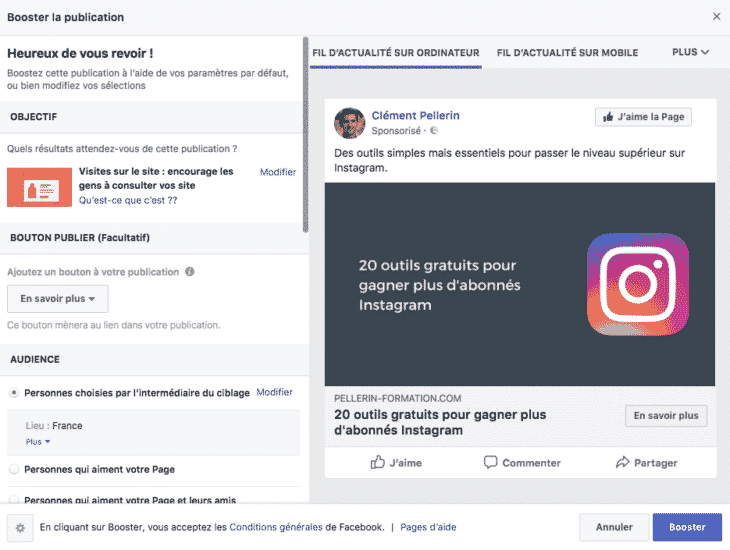 Publicites Facebook Boost De Publication Ou Campagne Complete Pellerin Formation